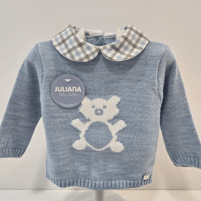 Conjunto azul niño jersey oso pantalón corto Juliana invierno