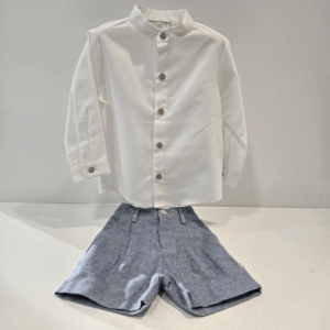 Conjunto camisa y pantalón corto cuello Mao ponte Paz invierno