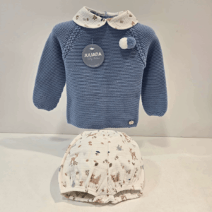 Conjunto jersey pompón punto braga tela niño Juliana invierno