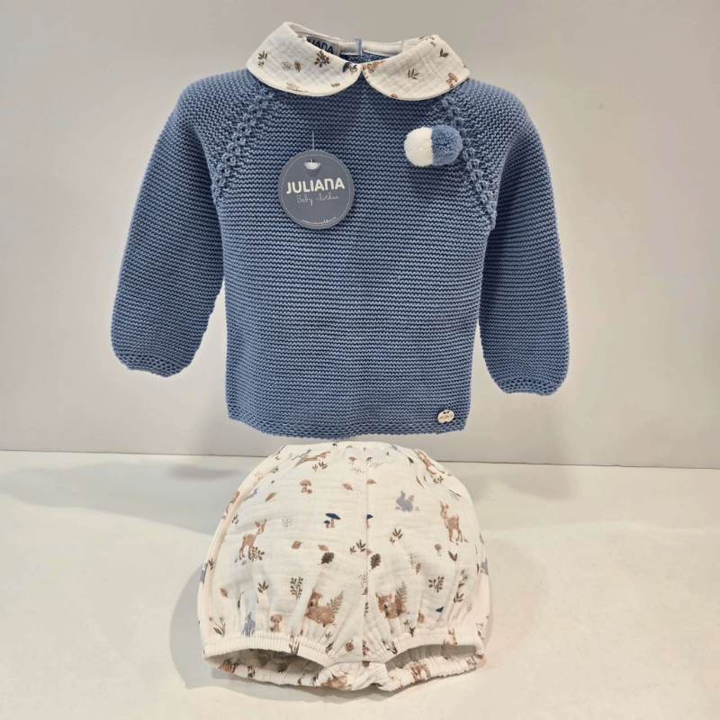 Conjunto jersey pompón punto braga tela niño Juliana invierno