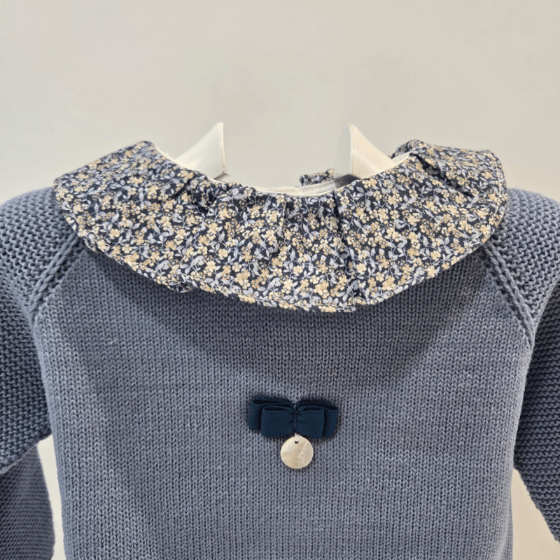 Conjunto jersey punto braga tela lazo azul bruma Pangasa invierno
