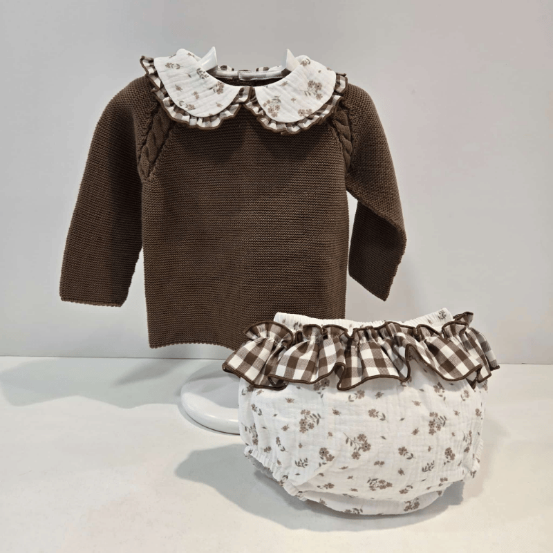 Conjunto niña chocolate jersey braga Pangasa invierno