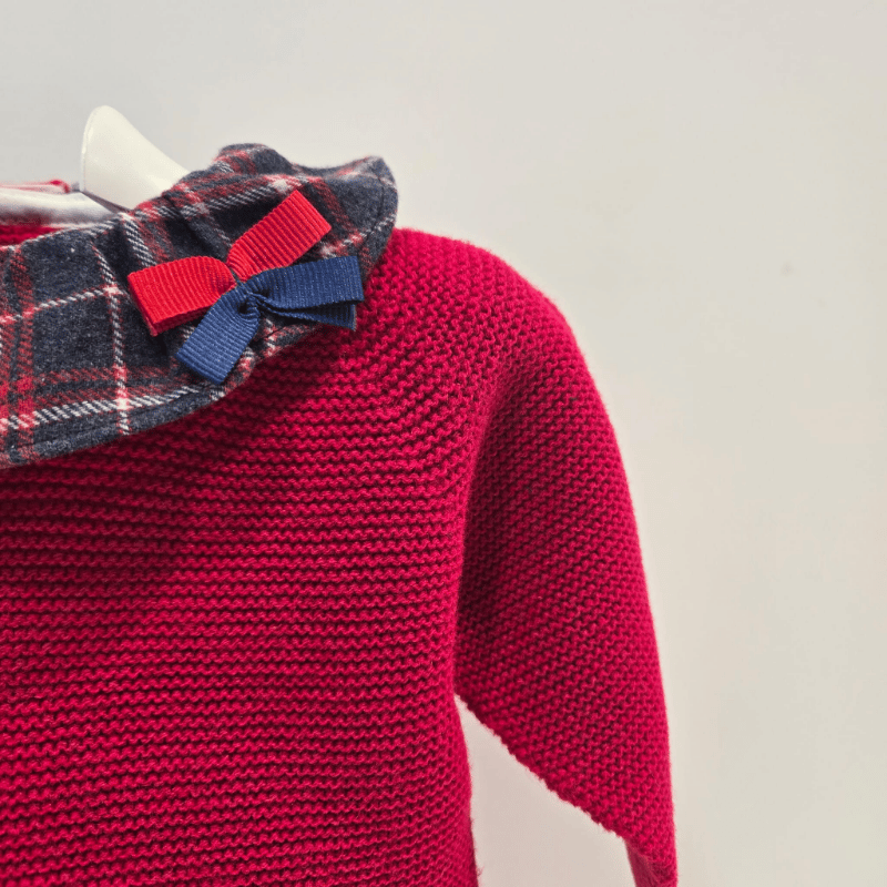 Conjunto niña especial Navidad jersey punto braga tela Pangasa
