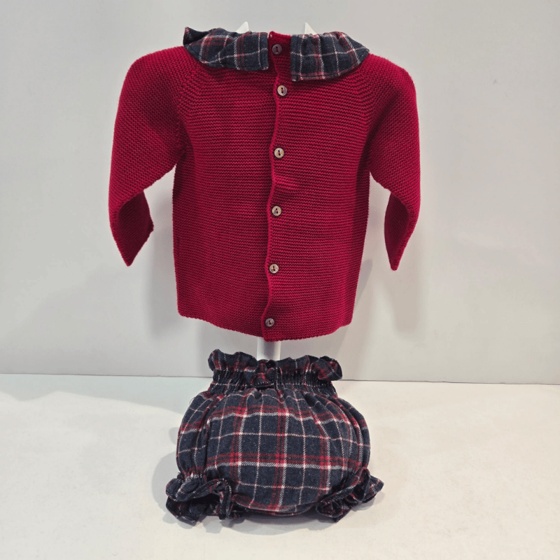 Conjunto niña especial Navidad jersey punto braga tela Pangasa