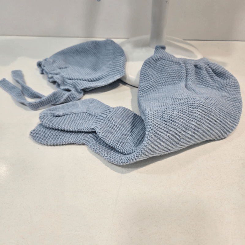 Conjunto niño 3 piezas pasacintas blanco azul Juliana invierno