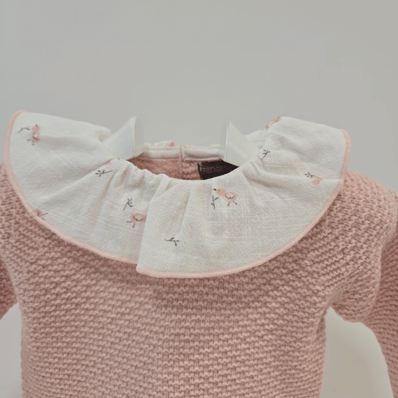 Conjunto rosa jersey polaina y gorro pajaritos Pangasa invierno - Imagen 4