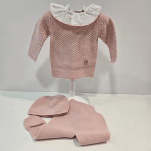 Conjunto rosa jersey polaina y gorro pajaritos Pangasa invierno