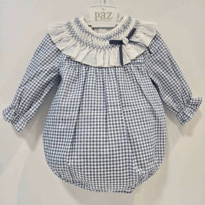 Pelele azul zafiro vichy colección Ponte Paz Rodríguez invierno