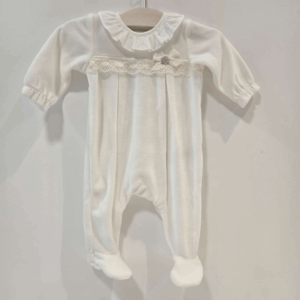 Pelele beige tundosado volante cuello ternura Paz invierno