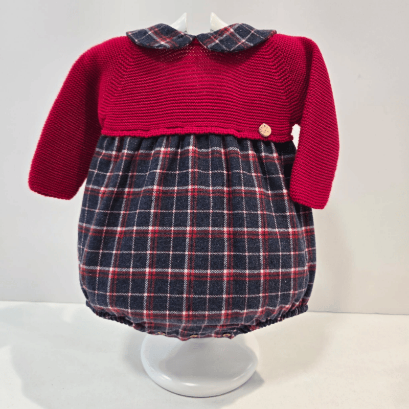 Pelele colección especial Navidad rojo y cuadro Pangasa invierno