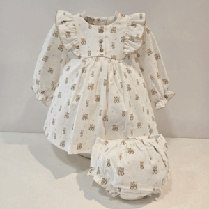 Vestido braga micro pana estampada mel Paz Rodríguez invierno