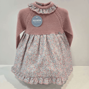 Vestido cuerpo punto falda tela florecillas Juliana invierno