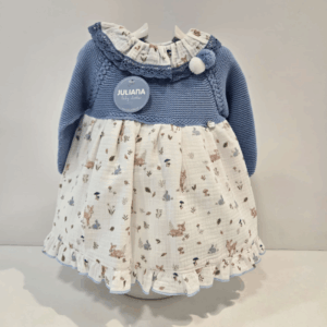 Vestido pompones azul luna punto tela Juliana invierno