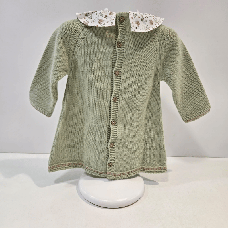 Vestido punto verde salvia cuello tela Ardillas Pangasa invierno - Imagen 4