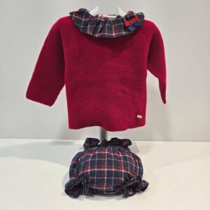 Conjunto niña especial Navidad jersey punto braga tela Pangasa