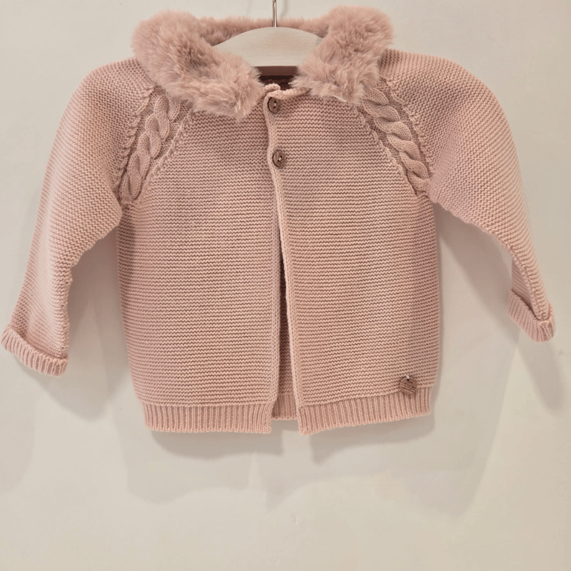 Chaquetón de punto rosa Trenza Pangasa invierno