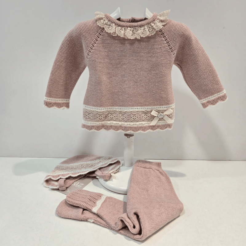 Conjunto jubón polaina Lua rosa palo Paz Rodríguez invierno