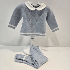 Conjunto jubón polaina azul tiza niño Paz Rodríguez invierno