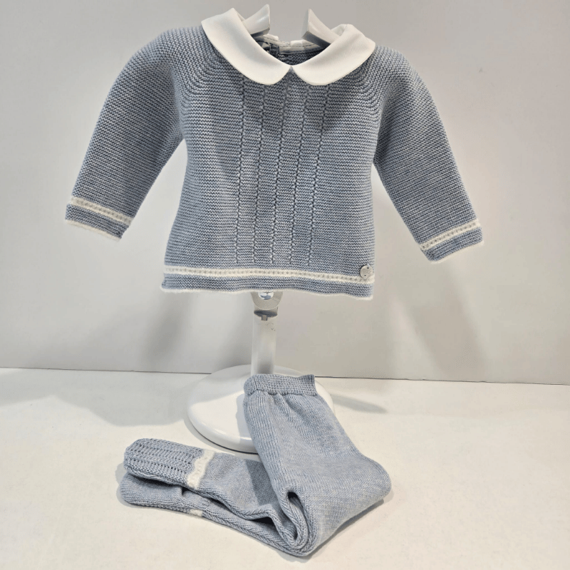 Conjunto jubón polaina azul tiza niño Paz Rodríguez invierno