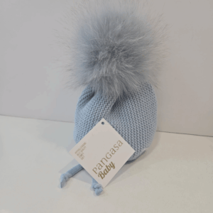 Gorro azul pompón de pelo natural Pangasa invierno