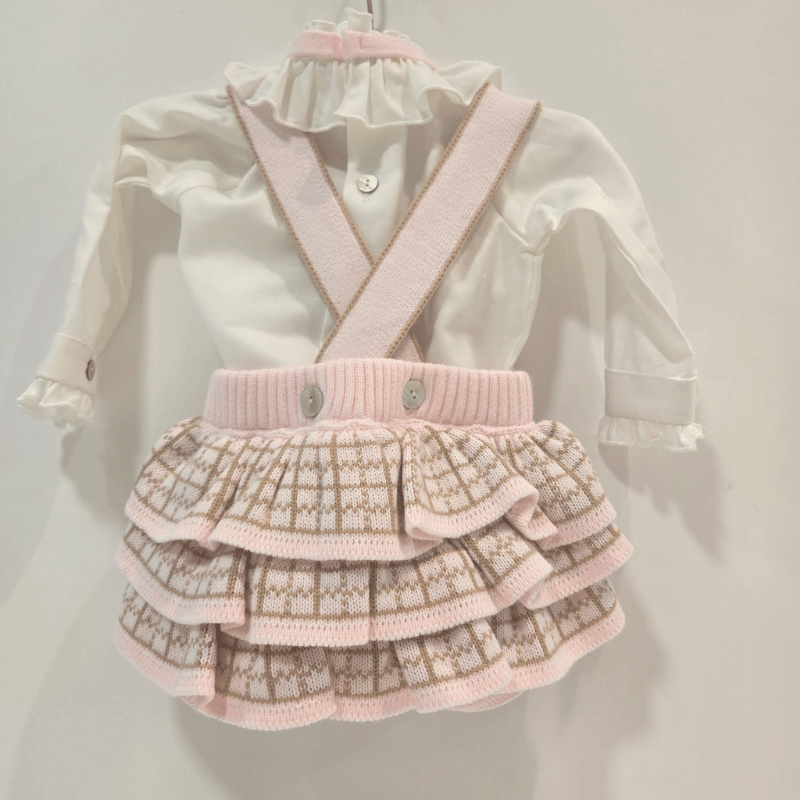 Ranita blusa y chaqueta rosa bebé con camel Rahigo invierno
