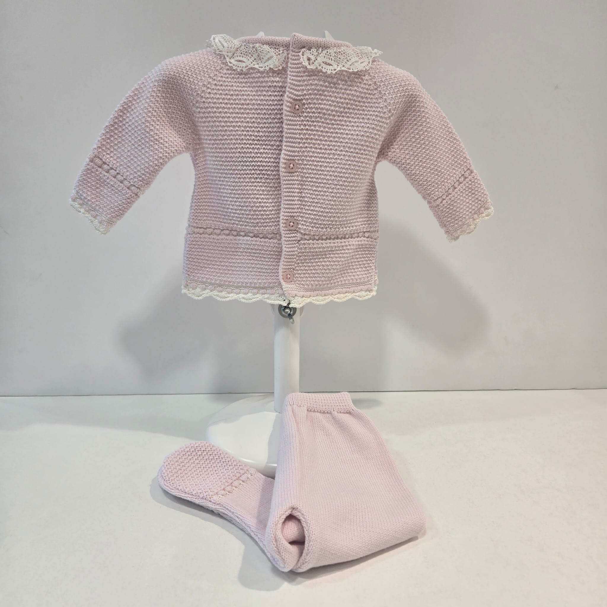 Conjunto jubón polaina Fogar rosa/crudo P. Rodríguez invierno