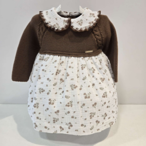 Vestido cuerpo punto Chocolate tela estampada Pangasa invierno