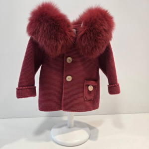 Parka Luxury color cereza pelo natural otoño invierno Pangasa