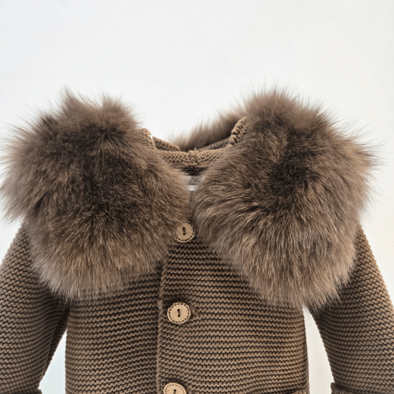 Parka luxury pelo natural color chocolate Pangasa invierno - Imagen 3