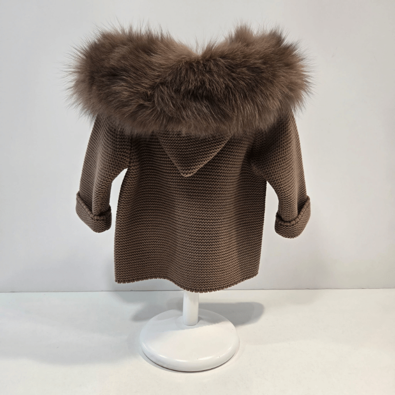Parka luxury pelo natural color chocolate Pangasa invierno