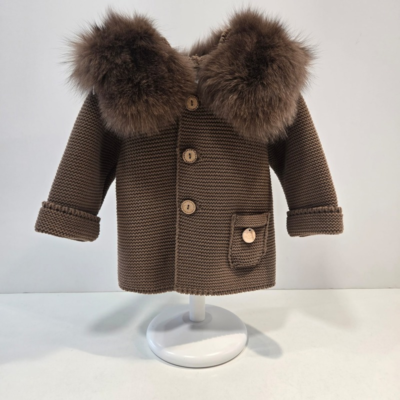 Parka luxury pelo natural color chocolate Pangasa invierno