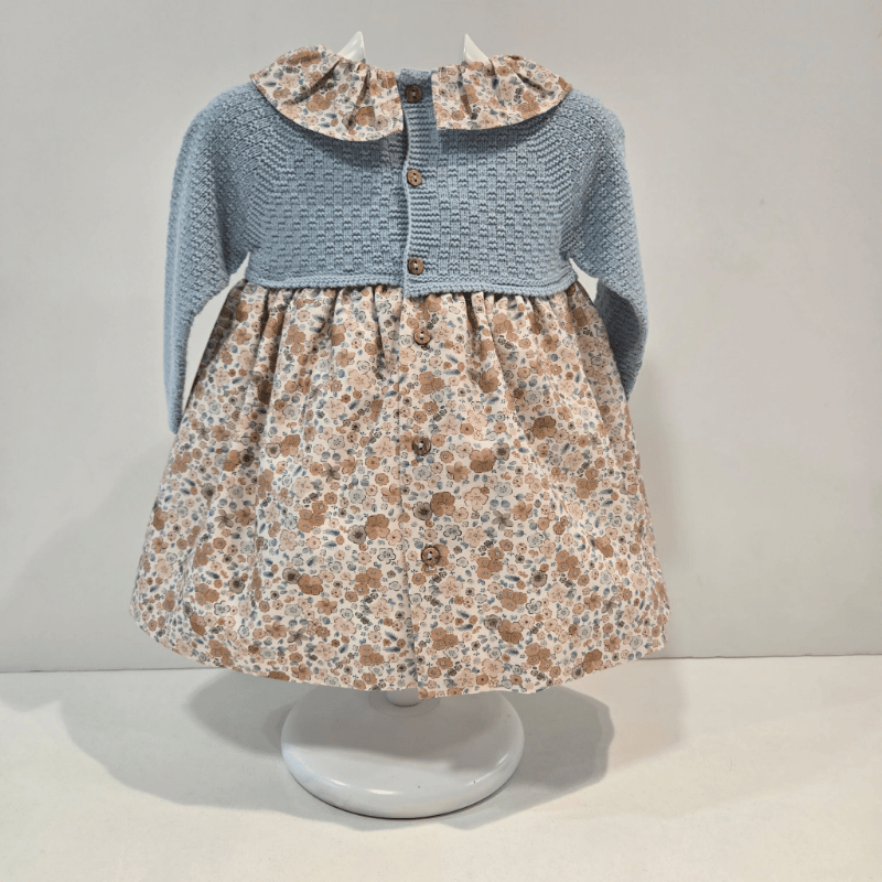 Vestido cuello volante flores cuerpo punto Pangasa invierno - Imagen 3