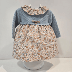 Vestido cuello volante flores cuerpo punto Pangasa invierno